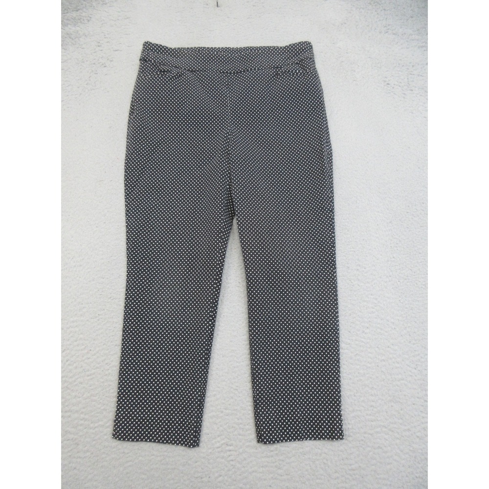 Chicos Polka Dot Pants Women 1.5 US 10 Black Officecore Workwear Academia
